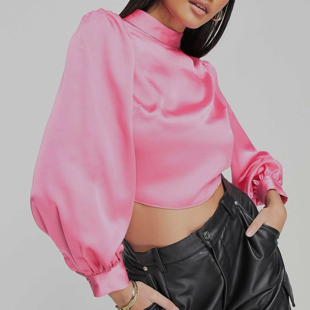 River Island Tie Back High Neck Blouse